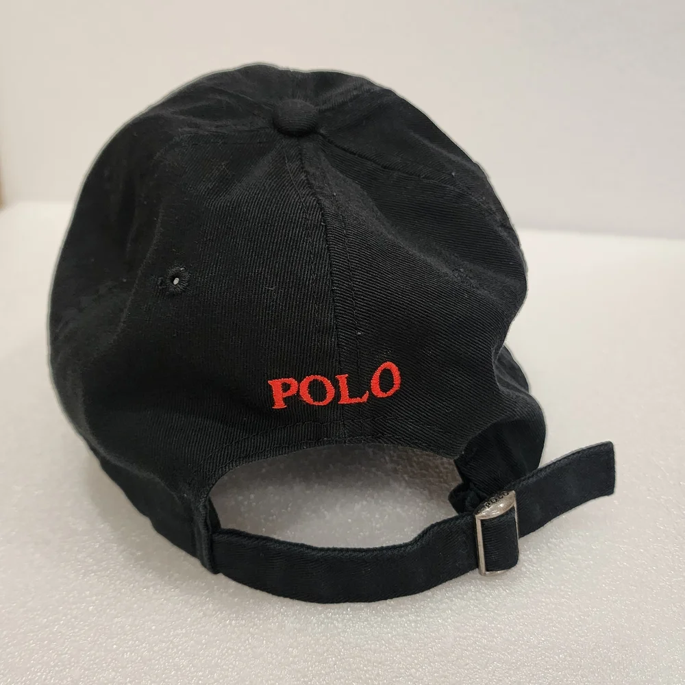 Ralph Lauren Polo Black Hat Baseball Cap Strapback  Red Pony One Size - Picture 4 of 8